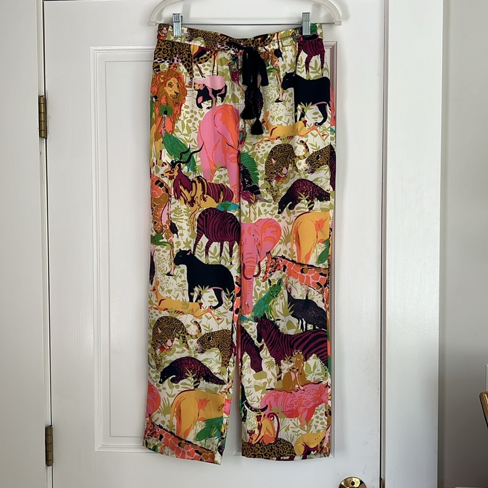 J. Crew Wide Leg Drapey Pants; Ratti Safari print